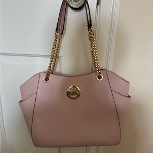 Michael Kors Blush Pink Shoulder Bag with Gold Accents and Wallet
